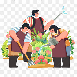 园艺师园丁栽种花朵喷洒药物