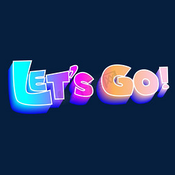 letsgo英文卡通立体矢量