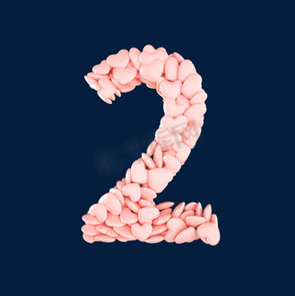 数字2心形数字2c4d立体创意字体