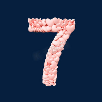 数字7的字体图片素材_数字7心形数字7c4d立体创意字体