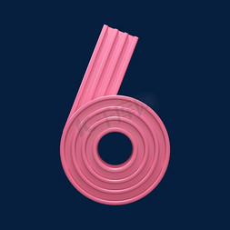 粉色洋红大气立体数字6