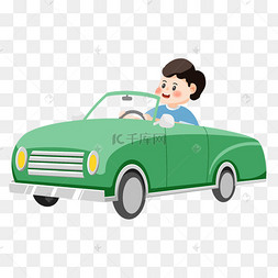 司机开车驾驶绿色汽车男司机png元