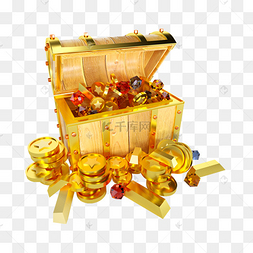 3d立体宝藏金箱子财宝箱金条宝石17