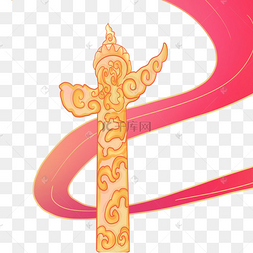 中国风古风国潮风华表红丝带