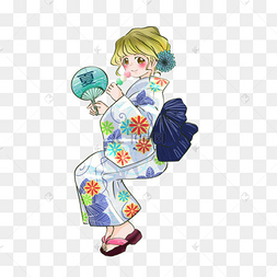 美丽的日本夏季浴衣人物形象