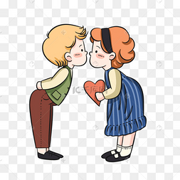 情侣亲吻人物彩色可爱