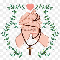 基督教祈祷双手交叉紧握手势造型