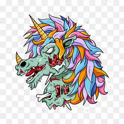 僵尸独角兽恐怖卡通