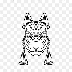 狐狸面具纹身日本风格黑白色