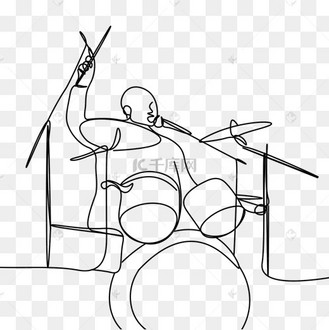 抽象线条画乐队鼓手演奏