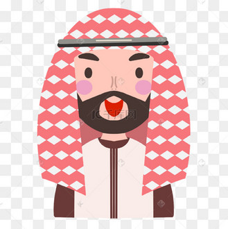 红白条纹头巾大胡子男生伊斯兰社交媒体头像