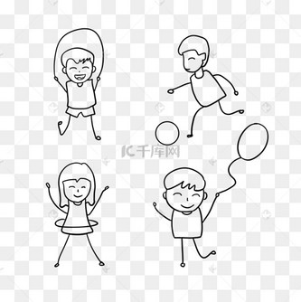 火柴人小孩线条抽象风格