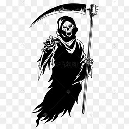 死神和镰刀万圣节黑白画