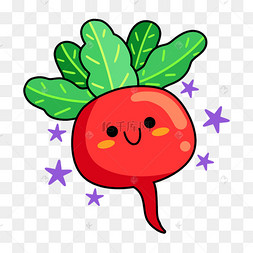 卡通可爱水萝卜蔬菜贴纸表情