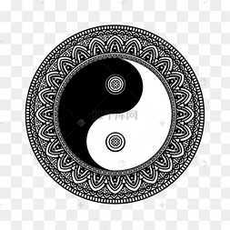 道教阴阳符号黑白装饰图形