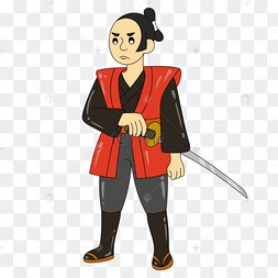 日本武士卡通剑客形象
