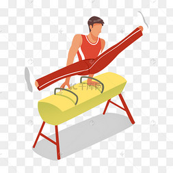 卡通鞍马体操运动员