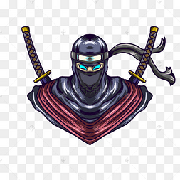 刺客忍者后背双刀游戏徽标