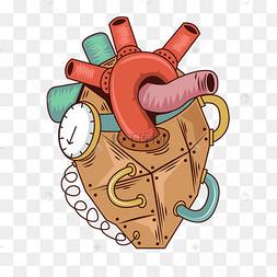 心脏机械复古蒸汽朋克插画