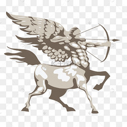 半人马希腊神话扁平风格黑白