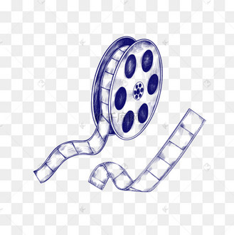 电影胶卷素描风格蓝色质感铅笔画图案