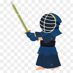 日本剑道深蓝色道服男孩