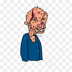 男人丑陋光头刀疤蓝色卡通