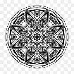 魔法法阵复杂黑白符文图案