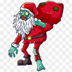 僵尸圣诞老人万圣节卡通红色