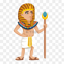 埃及黄色卡通法老人物