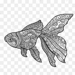 抽象禅绕画线条勾勒鱼