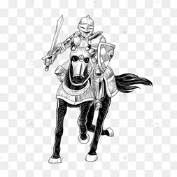 中世纪持剑持盾骑士