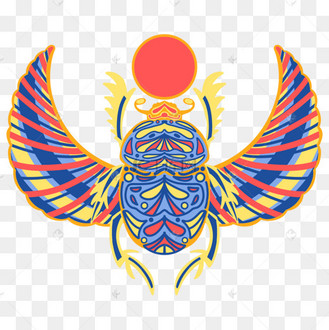 埃及圣甲虫红黄蓝花纹装饰