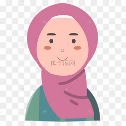 抿嘴微笑粉色头巾伊斯兰社交媒体