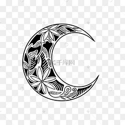 月亮禅绕画黑白装饰