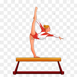 女运动员平衡木卡通