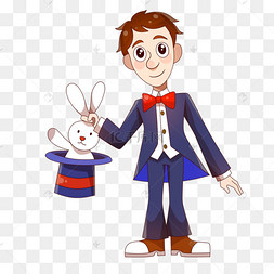 拿着兔子的魔术师卡通