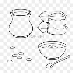 png下载psd热带新鲜水果手绘线稿下载 png下载psd线稿素描米饭下载