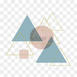 圆形三角形蓝色粉红色抽象