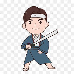日本武士卡通人物插画