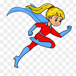 女超人卡通可爱奔跑