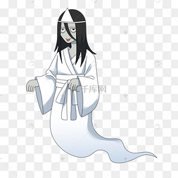 卡通日本民俗传说漂浮的幽灵女鬼