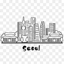 韩国首尔城市天际线线条美丽风景