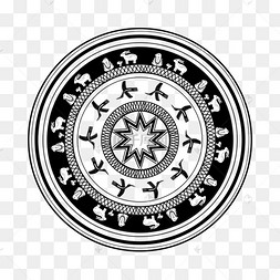 越南东山铜鼓黑白花纹规则图案