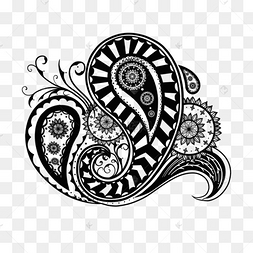 佩斯利花朵黑白装饰花卉图案