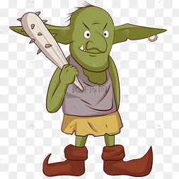 手拿狼牙棒的哥布林卡通