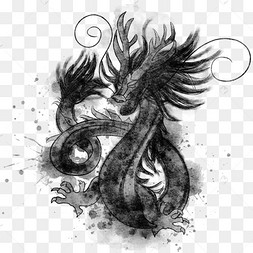 龙霸气腾飞水墨风格