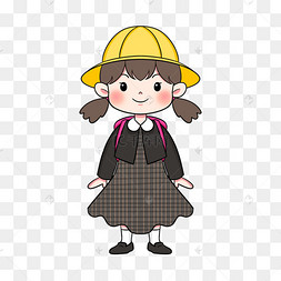 学生坐着看书的卡通女孩举手的卡通小女孩打羽毛球的可爱女孩免抠图一