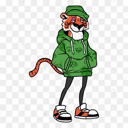 老虎波普嘻 风格绿色