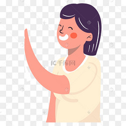 卡通人物画像招手的短发女生